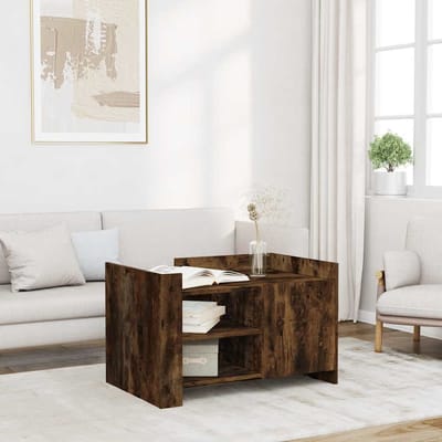vidaXL - Salontafel - 80x50x50 - cm - bewerkt - hout - gerookt - eikenkleurig