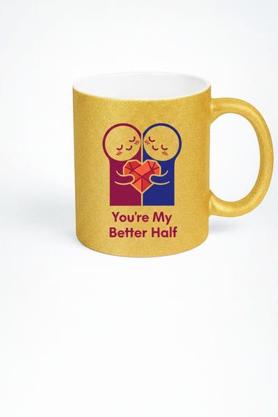 Gouden Glitter Mok 'You're My Better Half' | Romantisch Liefdes Cadeau | Valentijn & Jubileum