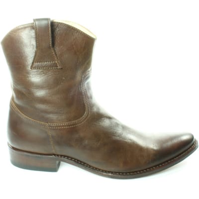 Sendra Boots 6329 Campera Bruin Heren Enkellaars Western Geklede Korte Boots Ronde Neus Rechte Hak Lederen Zool Rits Sluiting Echt Leer Maat 45
