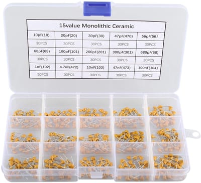 Dailygoods - Keramische Condensator Set - Elektronica - 450-delige Assortiment Box - Voor Projecten - Diversen - Hoogwaardige Kwaliteit - Voor Circuit...