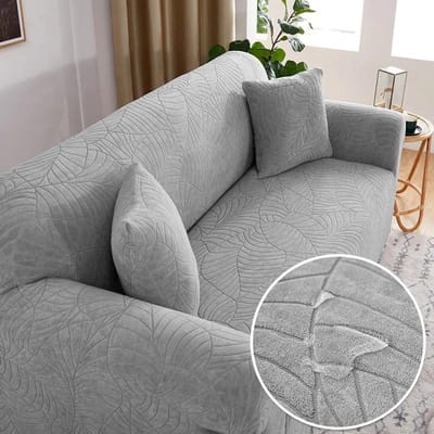 Verdikte Jacquard Bankhoes voor Woonkamer Elastische Dikke Waterdichte Bankhoes 1/2/3/4 Zits L-vormige Hoekbankhoes 4 SEAT (235-300CM)