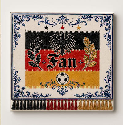 Duitsland Fan Decoratieve Keramische Tegel – Duitse Adelaar Vlag en Voetbal Design – Zwart Rood Goud Voetbal Wanddecoratie Tegel – Vaderlands Woondecoratie Cadeau