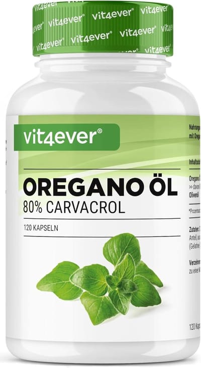 Oregano Olie - 120 Capsules met 150 mg - Premium: 80% Carvacrol & 10-voudig geconcentreerd - 100% Oregano Olie uit Frankrijk - Origanum vulgare - Hoog Gedoseerd - Vit4ever
