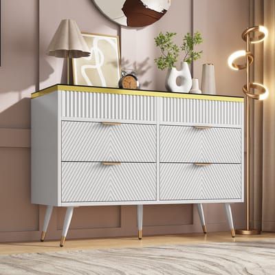 OKWISH Dressoirs - 76x120x40 cm - Ladekast Met Veel Opbergruimte - Stijlvol Sideboard - MDF - Wit