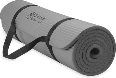Dikke yogamat fitness- en oefenmat met draagriem - 182 cm x 61 cm x 2/5 inch - zwart Yoga mat
