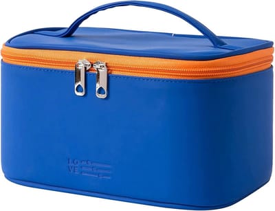 Toilettas, Make Up Tasje, Make Up Koffer, Beautycase, Make Up Organizer, Make Up Tas, Toilettas, Reistas, Toilettas Dames, Make Up Organizer, Make Up Etui, Cosmetica Tas, Verjaardag, Moederdag, Valentijnsdag, Cadeautje, PU-Leer, 22x14x12 CM, BLAUW