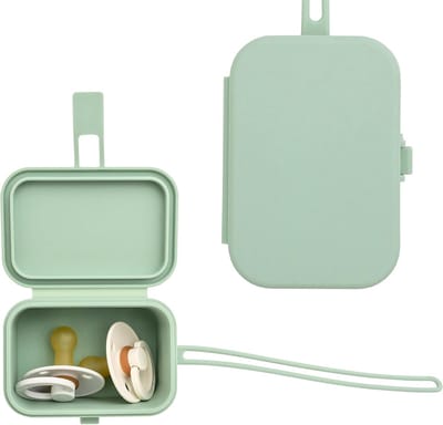 Fopspeenhouder etui - Speen etui - Baby verzorging - Hygiënisch opbergen - 11.8 x 8.6 cm - Salie