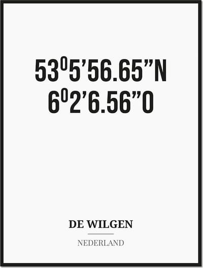 Poster/kaart DE WILGEN met coördinaten