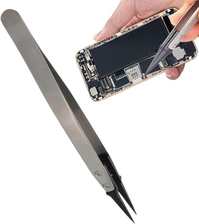 Precisie pincetten - Fijne punt clip - Elektronica reparatie - Antistatische bescherming - 13 cm - Zilver
