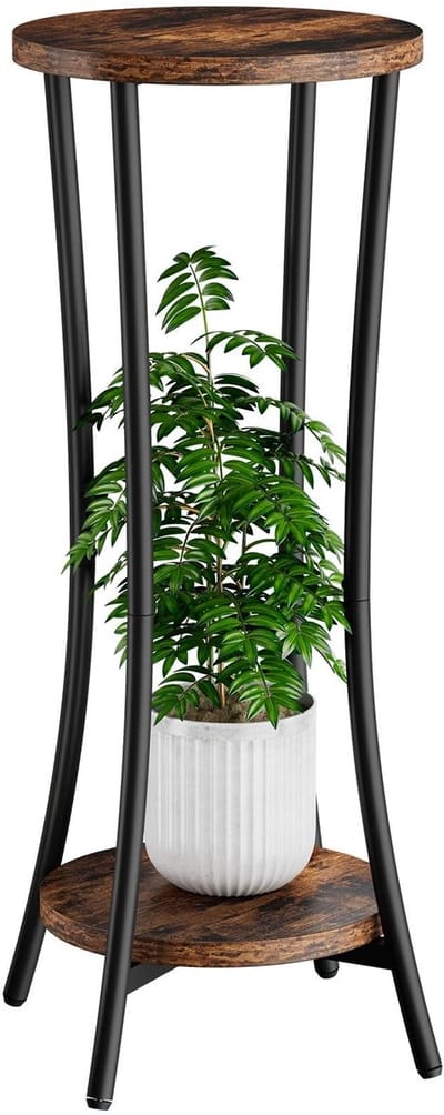 Dailygoods- Plantenstandaard Hoog 76cm - Houten Plantenstandaard - Dubbele Niveaus - Moderne Plantenrek - Ruimtebesparend - Stijlvol Ontwerp