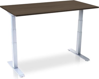 Zit-sta bureau elektrisch verstelbaar - MRC PRO NEN-EN 527 | 180 x 80 cm | frame wit - blad bruin eiken - met kabelmanagement | memory functie met USB | 150kg draagvermogen