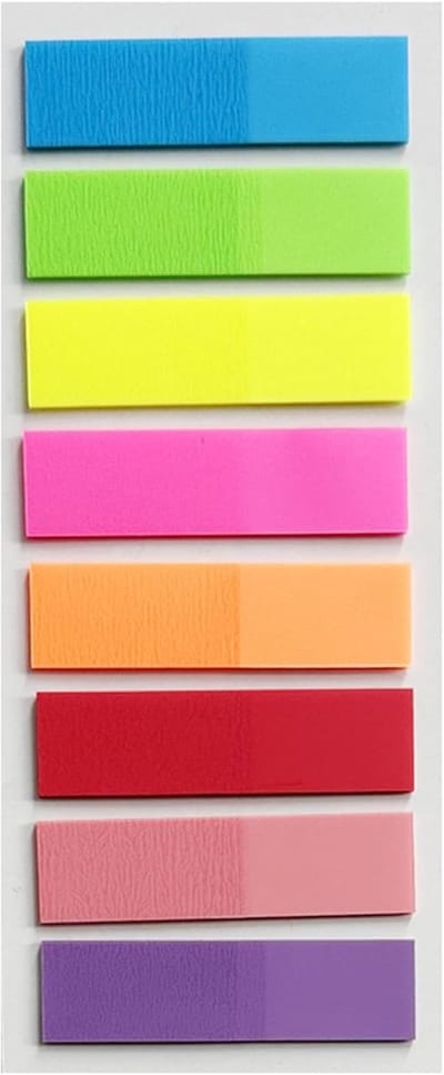 Sticky Tabs - Pagina Markers - Informatie Markeren - Fluorescerend Effect - 8 Kleuren - Multicolor