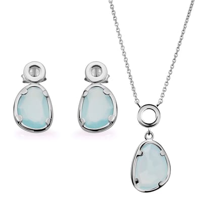 Orphelia 'Rivera' Dames 925 Zilveren Set: Ketting + Oorbellen - Zilver SET-7480/BC