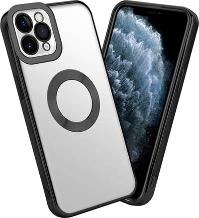 Cadorabo Hoesje geschikt voor Apple iPhone 11 PRO MAX in Transparant - Zwart - Beschermhoes gemaakt van flexibel TPU silicone Case Cover met Chrome applicatie