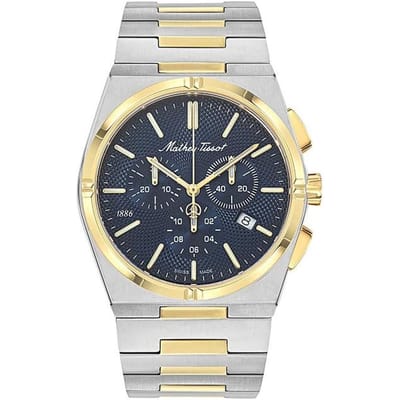 Mathey-Tissot Zeus Chrono Tweekleurig Roestvrij Staal Blauwe Wijzerplaat Kwarts H118CHBBU Herenhorloge blauw