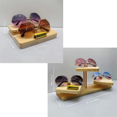 Brillen Displaystandaard - Houten Plank - Zonnebrillen Tonen - Meerlaagse Vitrine - 2 Lagen - Combinatie