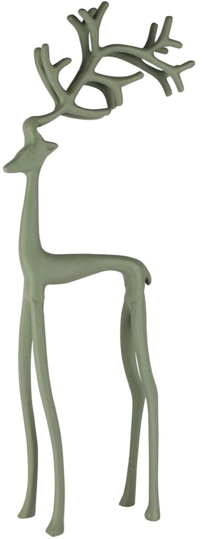 Dekoratief | Deco hert staand, groen, aluminium, 27x10x54cm | A258272