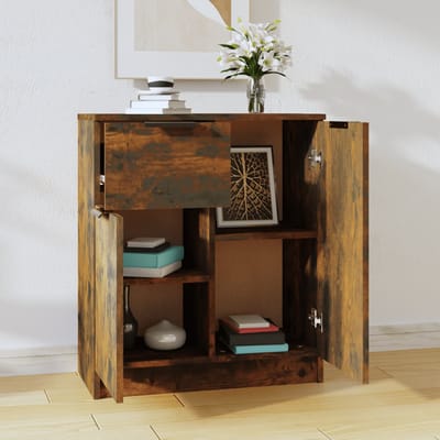 vidaXL - Dressoir - 60x30x70 - cm - bewerkt - hout - gerookt - eikenkleurig