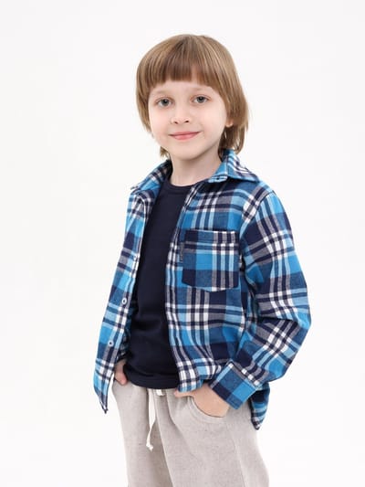 RobyKris Kids Overhemd - Lange mouw - Flanel - Maat 104-110