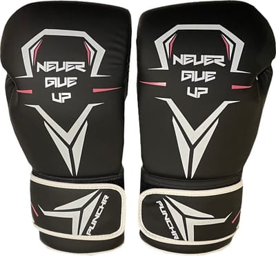PunchR™ Never Give Up (Kick)Bokshandschoenen Zwart Wit
