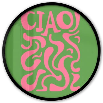 Poster in lijst Rond - Fotolijst 40x40 cm - Posters - Abstract - Roze - Ciao - Vormen - Ronde posterlijst zwart - Decoratie - Wanddecoratie woonkamer - Muurdecoratie slaapkamer