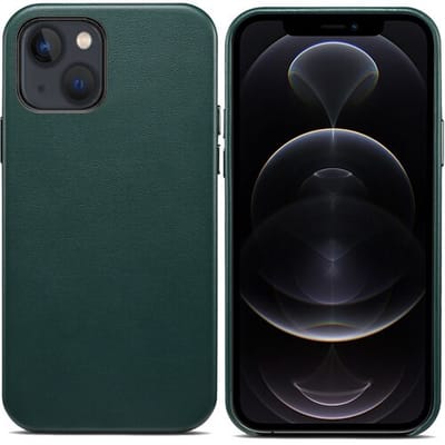 ShieldCase telefoonhoesje geschikt voor Apple iPhone 13 leren hoesje - groen - Lederen case - Backcover leder - Leren hoesje met harde buttons