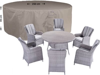 Raffles Covers ronde tuinsethoes - ⌀ 250 H: 85 cm - RDSR250 - Waterdicht - Ademend - UV-bestendig - Trekkoord - Beschermhoes tuinmeubelen
