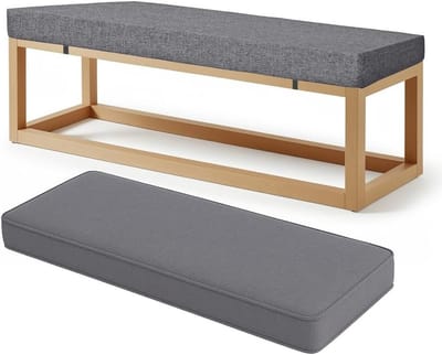 Zitkussen Bank - Terraskussen Buiten - Comfortabel Zitten - Antislip Bevestiging - 180x35 cm - Grijs