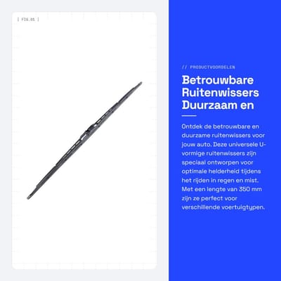 Dailygoods- Ruitenwisserbladen 350 mm - Universele U-vorm - Rubber/IJzer - Optimale helderheid - Veilig rijden - 1 stuk - Ruitenwissers
