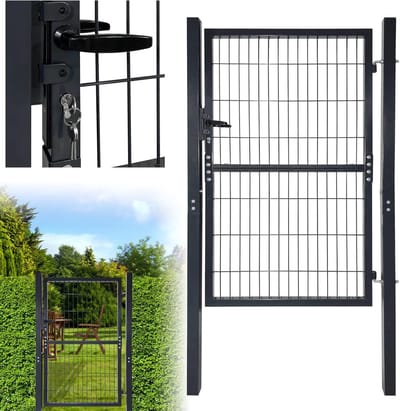 Tuindeur Antraciet 150 x 100 cm - Robuust & Duurzaam Afsluitbare Tuinpoort incl. Deurposten & Slot