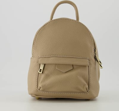 Klein leren rugtasje - Crossbodytasje - Schoudertasje - Taupe - Mini - Axel - Classic Grain - Bronskleurig