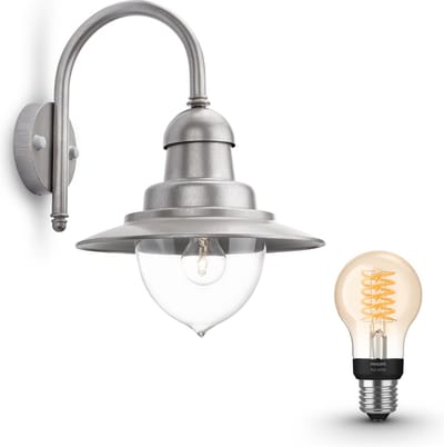 Philips Hue Raindrop Wandlamp voor Buiten (Zink) - Buitenlamp - E27 - Warmwit Licht - Hue White Filament