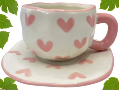 Exclusieve Handgemaakte Keramiek Kop-en-Schotel Set - 280ml - Uniek, Artistiek & Perfect Cadeau
