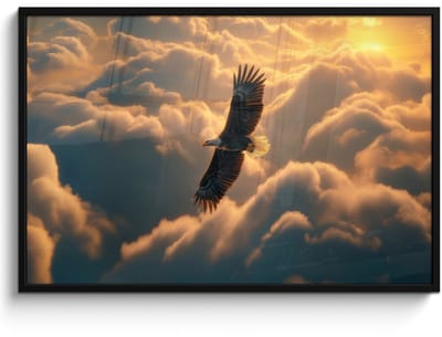 Poster in lijst - Fotolijst 120x80 cm - Posters - Adelaar - Wolken - Zon - Posterlijst zwart - Decoratie - Wanddecoratie woonkamer - Muurdecoratie slaapkamer