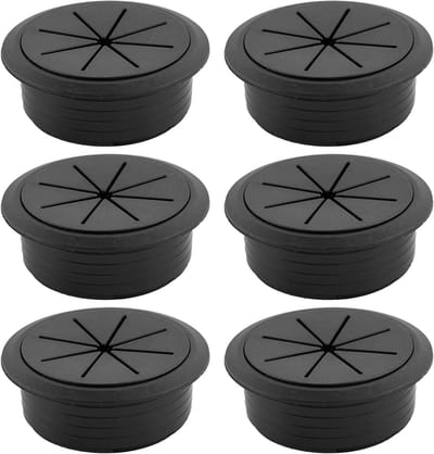 Cable Grommet 60 mm, Zwarte Plastic Kabeldoorvoer, Draadgatafdekking voor Kantoor en Werkplekken, 6 Stuks