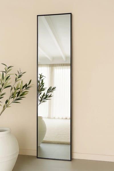 Nordic Style® Rechthoekige spiegel 180x40cm - Zwart - Scandinavische Spiegels - Vierkant - Pas spiegel - Staande spiegel - Kleedkamer spiegel - Pas