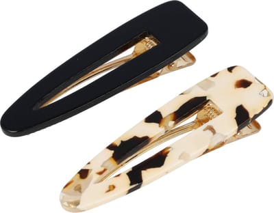 Haarsoires Haarspeld Duckklemmen 7cm – Open Vorm – Marmerprint – Bruin Creme Zwart – Set van 2 - Haarclip - Haarklem - Makkelijk in Gebruik - Sterke Haarclip voor Styling & Dagelijks Gebruik - Hair Clip - Decoratieve Haaraccessoire