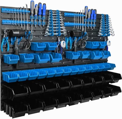 Gereedschapswandrek 115x78cm met 44 Stapelboxen en Gereedschapshouders - Uitbreidbaar en Stevig