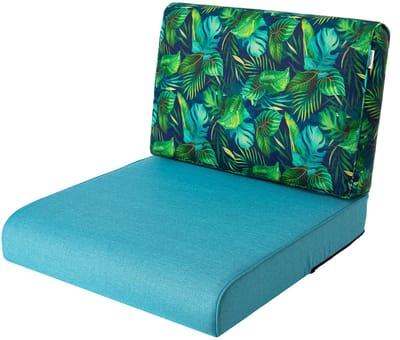 Hobbygarden Tuinkussen Nel Azuurblauw-Groen 50x50cm - Geschikt voor oa Wicker tuins-set & Stoelen - Waterafstotend - Uv Bestendig