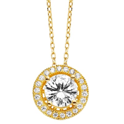 Julie Julsen Anhänger mit Kette 925 Silber vergoldet 23 Zirkonia weiß