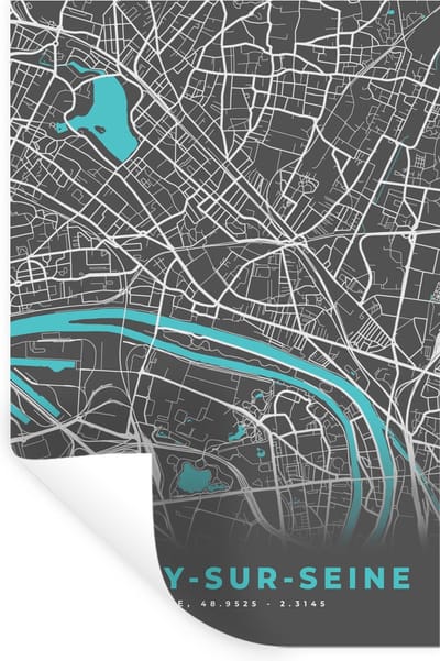 Muurstickers - Sticker Folie - Frankrijk – Épinay-sur-Seine – Stadskaart – Plattegrond – Kaart - 20x30 cm - Plakfolie - Muurstickers Kinderkamer - Zelfklevend Behang - Zelfklevend behangpapier - Stickerfolie