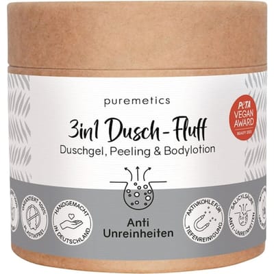 puremetics 3in1 doucheverzorging Douchepluizen Anti Onzuiverheden Body scrub Dames 250 g