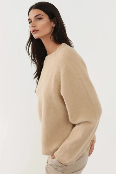 Zachte Structuur Crew Neck Basis Sweater