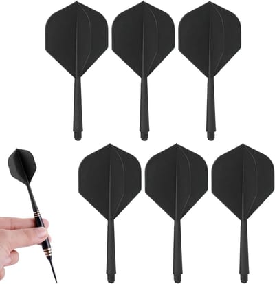 Geïntegreerde dart-accessoires met flight- en schachtsysteem voor optimale stabiliteit, precisie en prestaties – 6 zwarte sets met 2BA-schroefdraad voor dartspellen