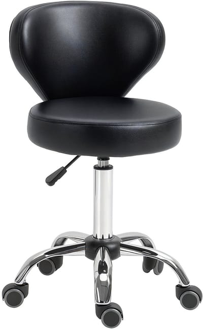 HOMCOM-Salonhocker-Kunstleder-54L x 45B x 73-88H cm-Schwarz