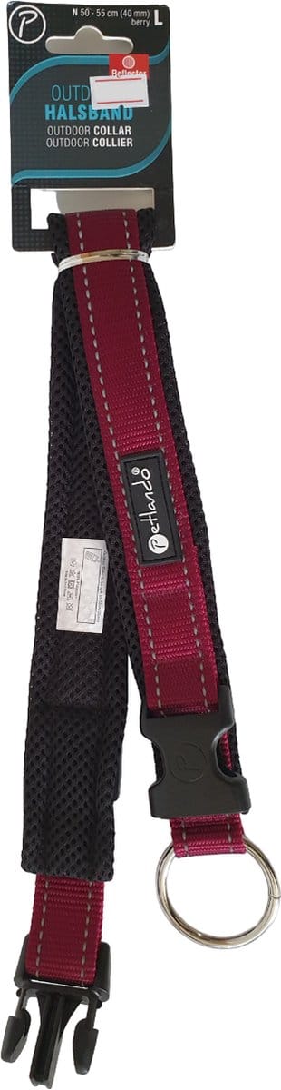 Petlando Hondenhalsband Outdoor Aubergine&Zwart - Klikhalsband - L 50-55x4 Cm