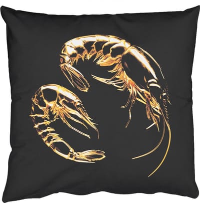 Sierkussens - Kussentjes Woonkamer - 50x50 cm - Garnalen - Zwart - Goud - Dieren