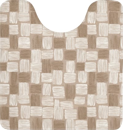WC mat met uitsparing 55x60 cm - Antislip - Blok - Patroon - Bruin - Toiletmat met uitsnijding - Vloermat - Douchemat - Toilet tapijt - Toiletmatten