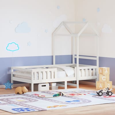 vidaXL - Bedframe - met - huisje - massief - grenenhout - wit - 75x190 - cm