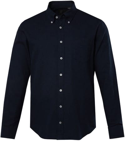 JP 1880 - Heren - Flanellen overhemd lange mouwen buttondown-kraag Modern Fit - Donkerblauw - Maat 6XL